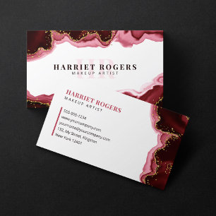 Tarjeta De Visita Logotipo inicial de artista de maquillaje de ágata