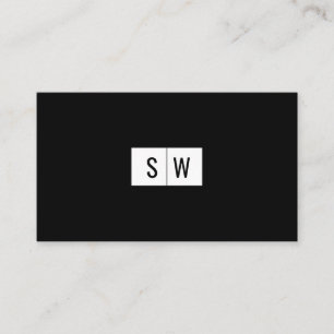 Tarjeta De Visita Logotipo inicial Negro moderado mínimo y brillante