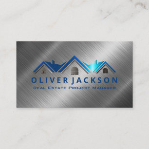 Tarjeta De Visita Logotipo inmobiliario   Brillo metálico