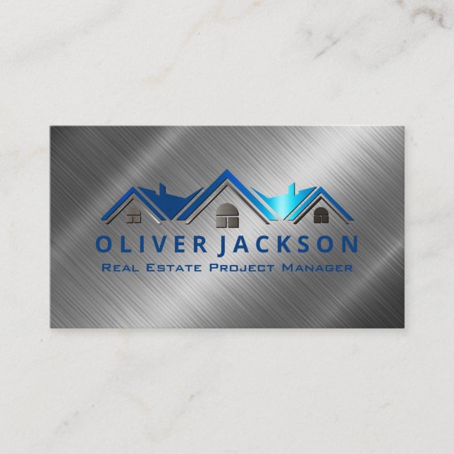 Tarjeta De Visita Logotipo inmobiliario | Brillo metálico (Anverso)