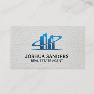 Tarjeta De Visita Logotipo inmobiliario   Cuero blanco