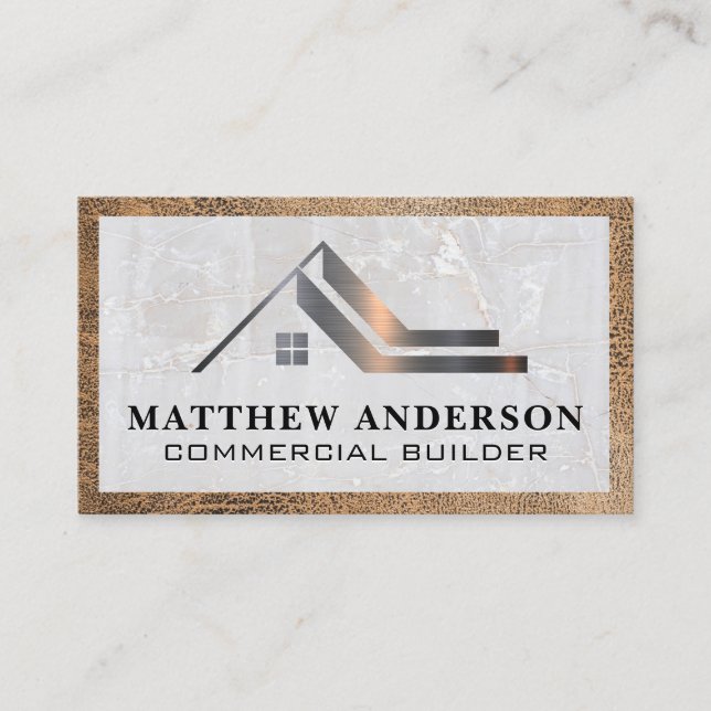 Tarjeta De Visita Logotipo inmobiliario | Cuero de mármol (Anverso)