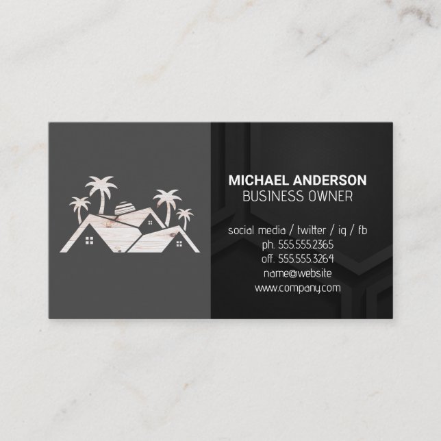 Tarjeta De Visita Logotipo inmobiliario de madera (Anverso)