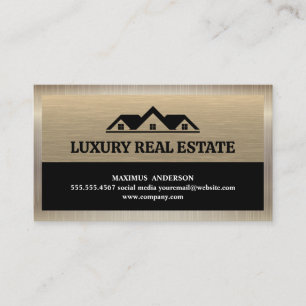 Tarjeta De Visita Logotipo inmobiliario   Fondo Metalizado