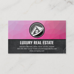 Tarjeta De Visita Logotipo inmobiliario Geométrico magenta Mármo