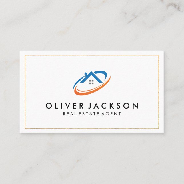 Tarjeta De Visita Logotipo inmobiliario | Ilustracion residencial mo (Anverso)