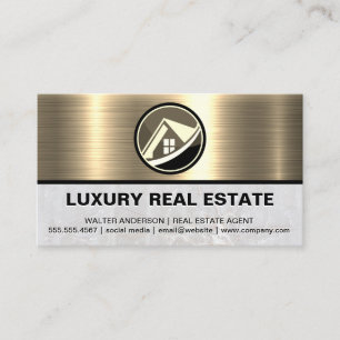 Tarjeta De Visita Logotipo inmobiliario Mármol de oro metálico