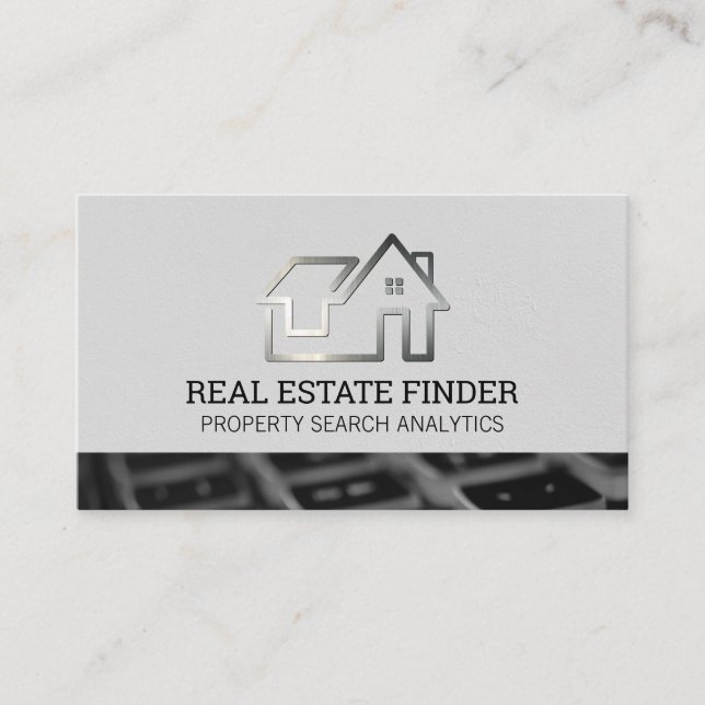 Tarjeta De Visita Logotipo inmobiliario metalizado | Teclado (Anverso)