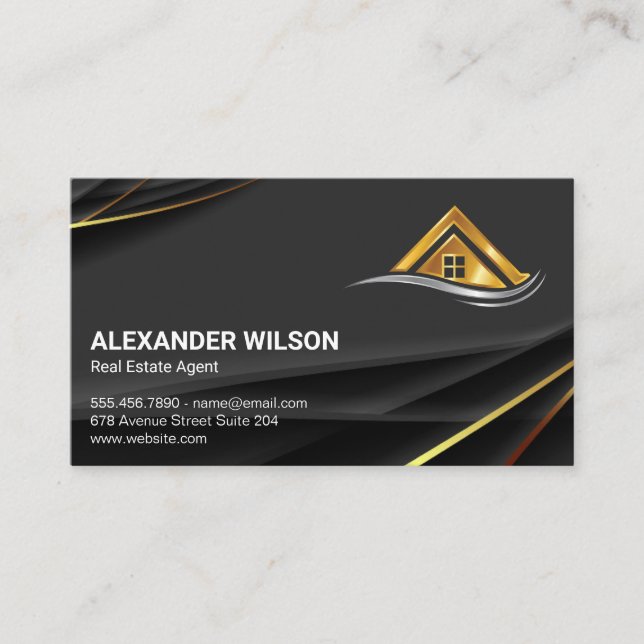 Tarjeta De Visita Logotipo inmobiliario | Propiedad de alquiler | De (Anverso)