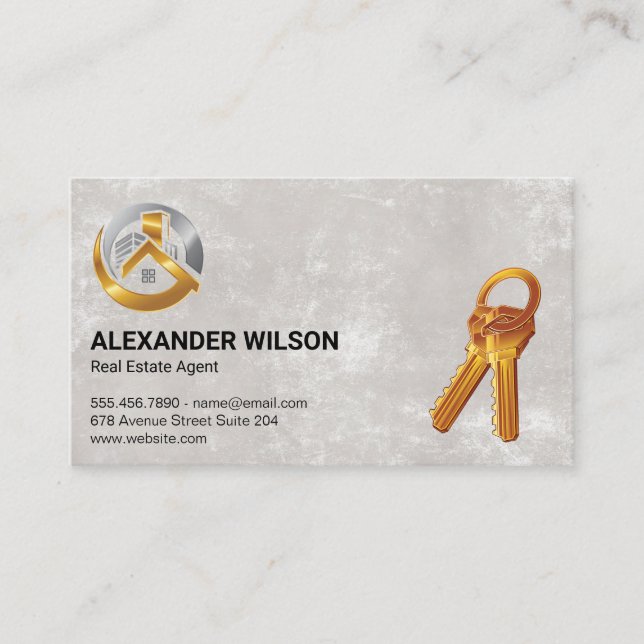 Tarjeta De Visita Logotipo inmobiliario | Teclas (Anverso)