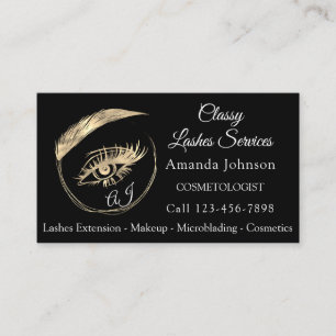 Tarjeta De Visita Logotipo Lashes Studio Personalizado Qr Código Or