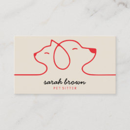Tarjeta De Visita Logotipo lineal beige rojo perro gato mascota