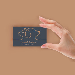 Tarjeta De Visita Logotipo lineal de mascotas de perro gato marrón n