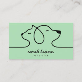 Tarjeta De Visita Logotipo lineal verde suave perro gato mascota