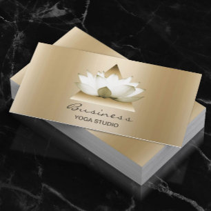 Tarjeta De Visita Logotipo Lotus elegante fondo dorado