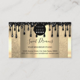 Tarjeta De Visita Logotipo maquillaje uñas Drip SPA QRCode Gold Stud