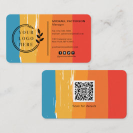 Tarjeta De Visita Logotipo Medios sociales QR Código Bandas retro vi