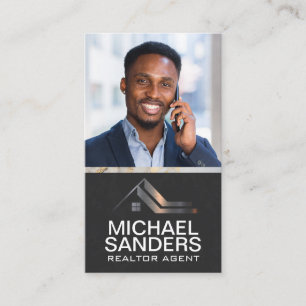 Tarjeta De Visita Logotipo Metalizado inmobiliario Empresario por