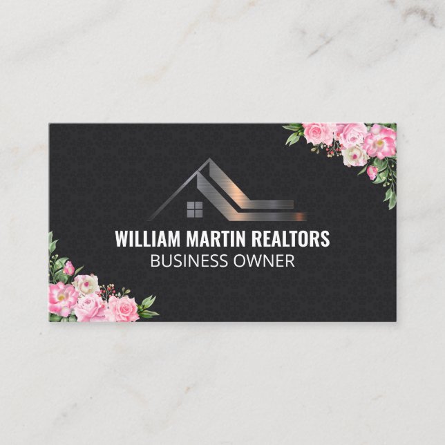 Tarjeta De Visita Logotipo Metalizado inmobiliario | Flores (Anverso)