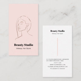 Tarjeta De Visita Logotipo minimalista de cara Belleza del pelo Maqu