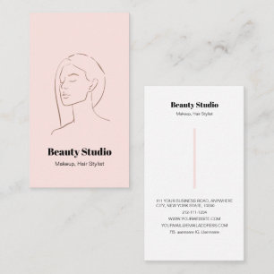Tarjeta De Visita Logotipo minimalista de cara Belleza del pelo Maqu