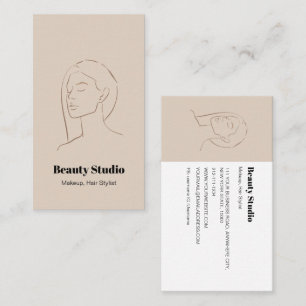 Tarjeta De Visita Logotipo minimalista de cara Belleza del pelo maqu