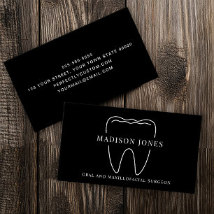Tarjeta De Visita Logotipo minimalista de dentista negro con clase m