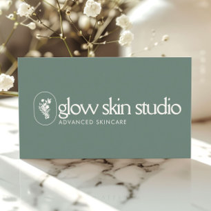 Tarjeta De Visita Logotipo minimalista de estética en verde sage par