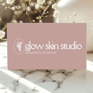Tarjeta De Visita Logotipo minimalista de esteticista Blush Pink par