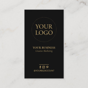 Tarjeta De Visita Logotipo minimalista de negro y dorado para negoci