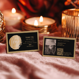 Tarjeta De Visita logotipo minimalista de oro negro código Qr orden
