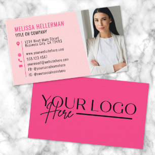 Tarjeta De Visita Logotipo Minimalista moderno de color rosado Girly