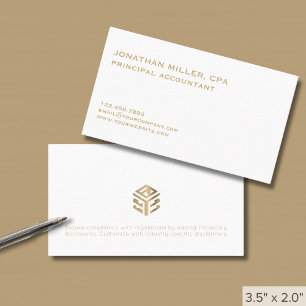 Tarjeta De Visita Logotipo Minimalista moderno de oro blanco