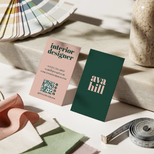 Tarjeta De Visita Logotipo minimalista moderno verde y rosa profesio