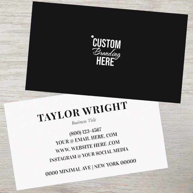 Tarjeta De Visita Logotipo Mínimo Blanco Y Negro (black business card with logo)