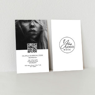 Tarjeta De Visita Logotipo mínimo de código QR para fotografías en b