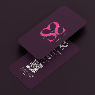 Tarjeta De Visita Logotipo Mínimo De Monograma S Belleza Púrpura Ros