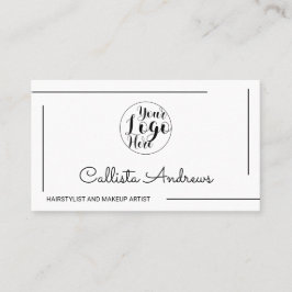 Tarjeta De Visita Logotipo mínimo simple de manuscrito blanco en el