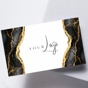 Tarjeta De Visita Logotipo moderno de Black Gold Agate