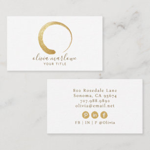 Tarjeta De Visita Logotipo moderno de Faux Gold Circle