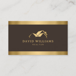 Tarjeta De Visita Logotipo moderno de la Casa de Oro Inmobiliaria Es