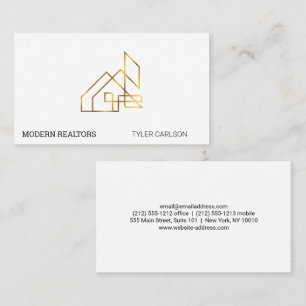 Tarjeta De Visita Logotipo moderno de la propiedad inmobiliaria Gold