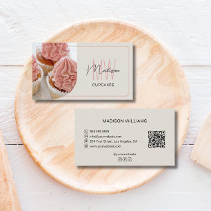 Tarjeta De Visita Logotipo moderno de monograma QR Panadería