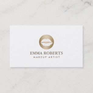 Tarjeta De Visita Logotipo moderno del beso del oro del artista de