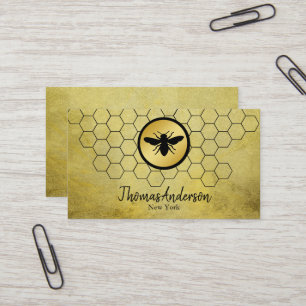 Tarjeta De Visita Logotipo moderno del peine de miel y la abeja hexa