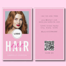 Logotipo moderno elegante rosa Código QR Peluquero