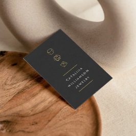 Tarjeta De Visita Logotipo moderno Gemstone Trio Vertical Gris oscur