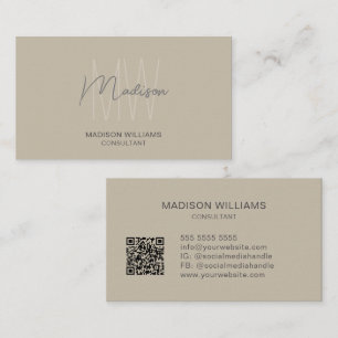 Tarjeta De Visita Logotipo moderno Monograma Código QR Consultor Bei