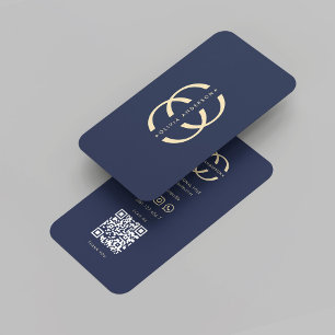 Tarjeta De Visita Logotipo moderno Monograma O Profesional Azul oscu