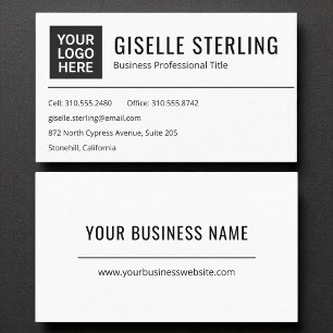 Tarjeta De Visita Logotipo moderno Profesional en blanco y negro